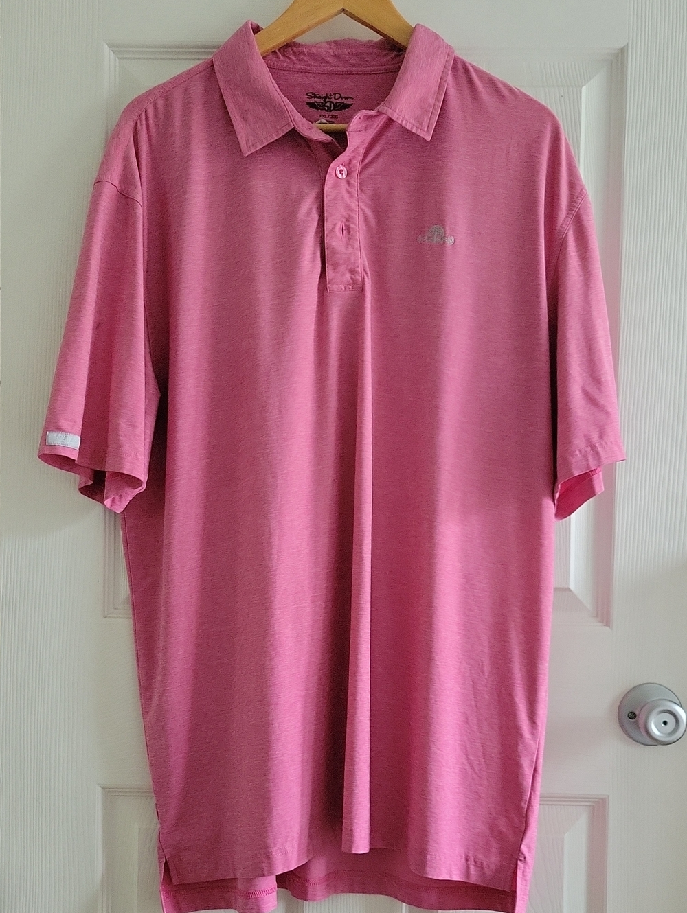 Straight Down Performance Golf Polo XXL Spacedyed Pink Stretch EUC